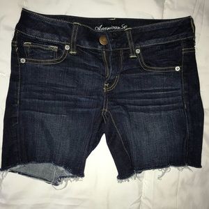 American Eagle dark wash midi shorts